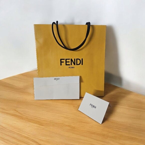 FENDI Roma Yellow Empty Gift Bag 13.75in x 13inx 5.5in with envelope a card - Picture 1 of 3